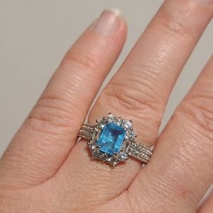 Natural Fusion Aqua Blue Quartz Ring Bomb Ring Size 9